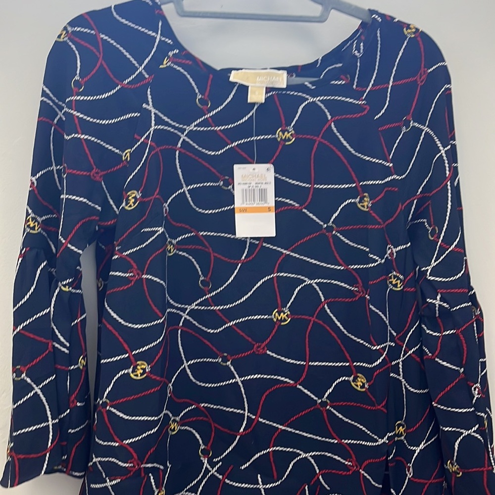 Michael Kors Logo Blouse - Midnight Blue - Size Small